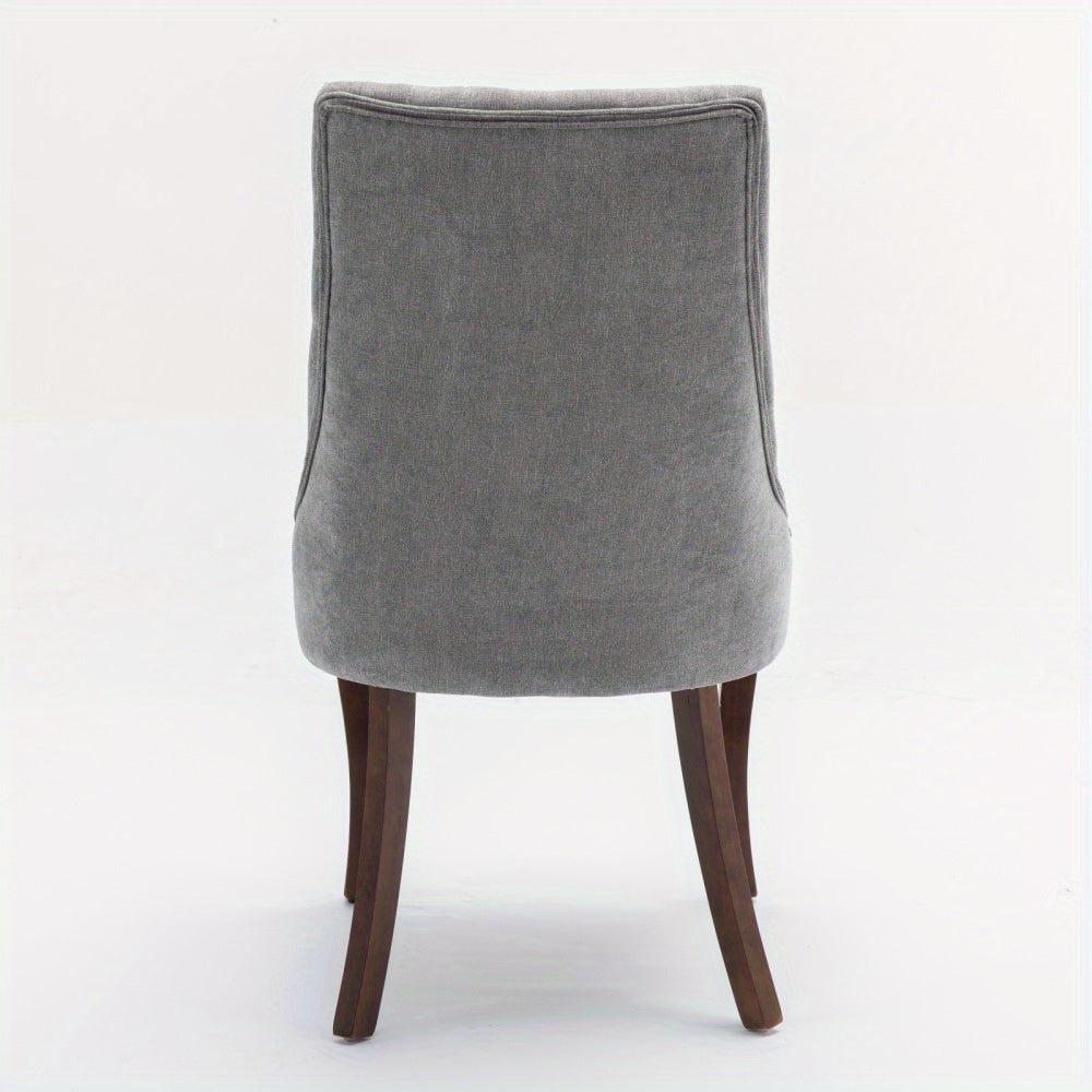 Eetkamerstoelen – Stoelen – Kuipstoelen – Eetkamerstoelen Set – Keukenstoelen – Grijze Bekleding – Massief Houten Poten – Comfortabele Gewatteerde Zitting