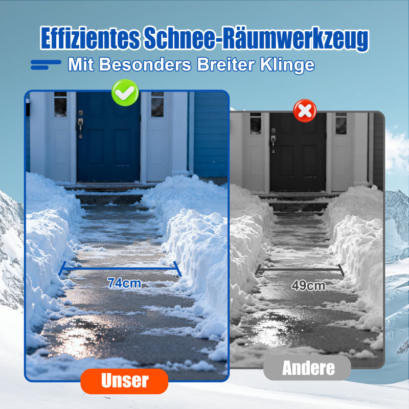 Sneeuwschuiver – Sneeuwschep – Sneeuwruimer – Bladschep – Winterschep – Met Wielen – 5-stand Hoogte Verstelbaar – Extra Brede 74 cm Schep – Metalen Constructie