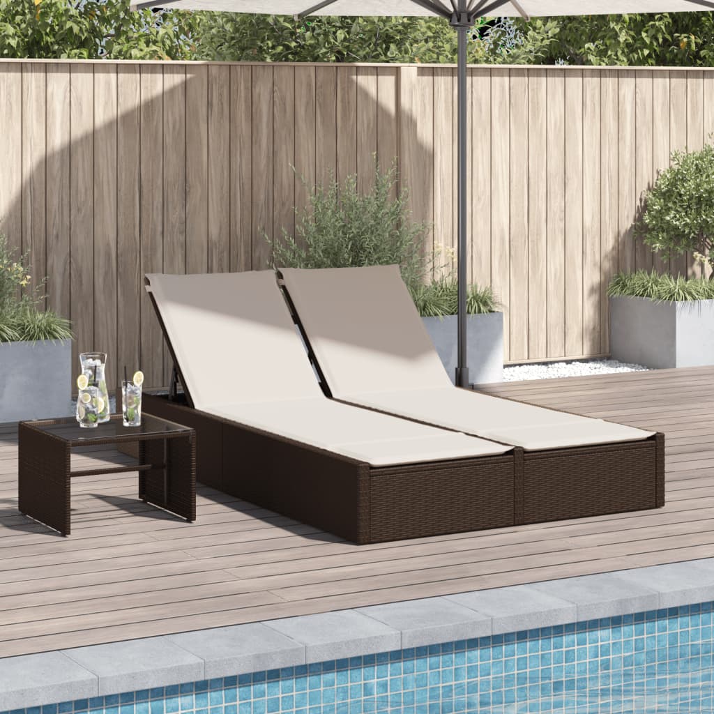 Dubbele Loungebank – Buitenbank – Tuinbank – Loungebank – 2-Persoonsbank – Weerbestendig PE-Rattan – 3 Verstelbare Rugleuningstanden – Bruin