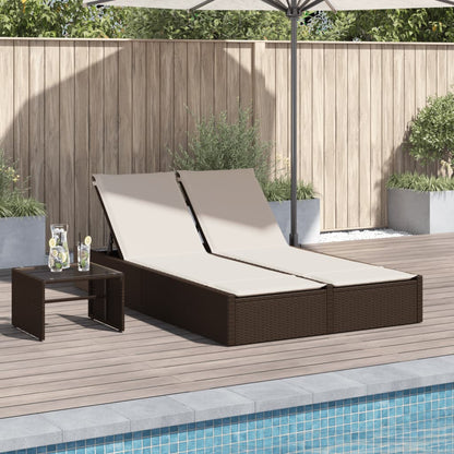 Dubbele Loungebank – Buitenbank – Tuinbank – Loungebank – 2-Persoonsbank – Weerbestendig PE-Rattan – 3 Verstelbare Rugleuningstanden – Bruin