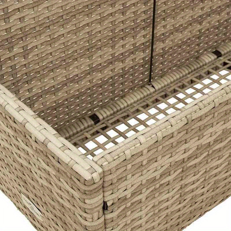 Beige Poly Rattan Pool Storage Container, 110x100x57cm, Patio Organizer, Garden Container, Woven Texture, Stylish Container, Lightweight Storage, Durable Rattan, Decorative Organizer, Wicker Bin, Pool Owners, Patio Lovers, Bo