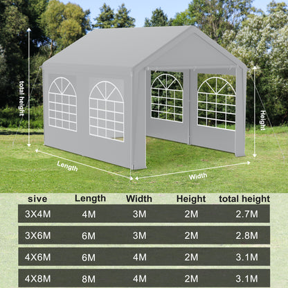 Partytent – Feesttent – Tuinkamer – Overkapping – Paviljoen – 4 x 6 Meter – UV Bescherming 50+ – Afneembare Zijwanden