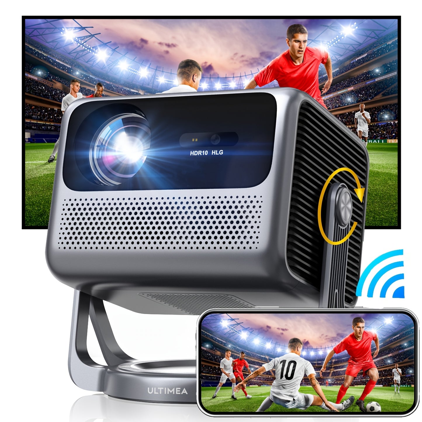 Projector – Beamer – Home Cinema – Multimedia Projector – Smart Projector – Native 1080p Resolutie – 600 ANSI Lumens – Android TV 11.0 – Automatische Keystone Correctie & PTZ Draaibaar