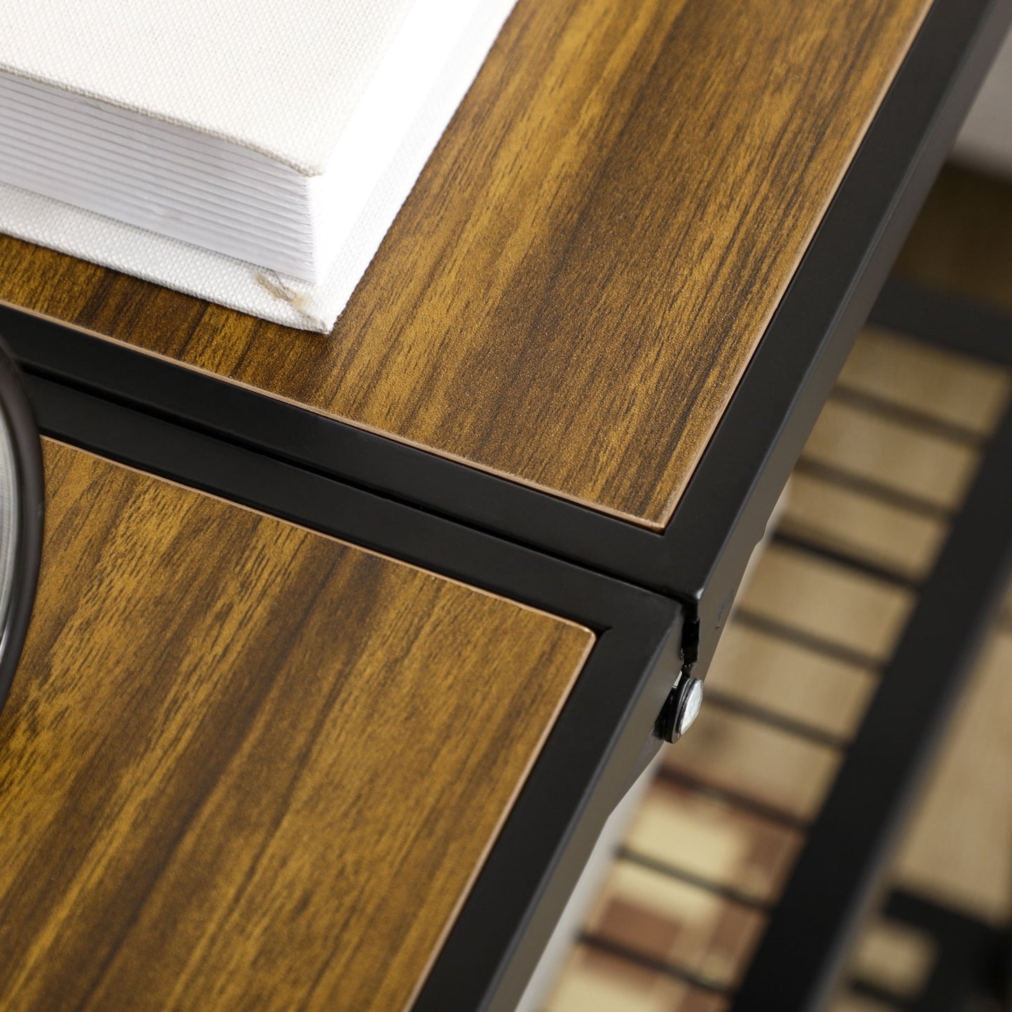 Keukentrolley – Serveerwagen – Opbergtrolley – Werktafel – Mobiele Keukenkar – Industrieel Design – 3 Ruime Planken – Inklapbaar Met 4 Draaibare Wieltjes – Bruin/Zwart