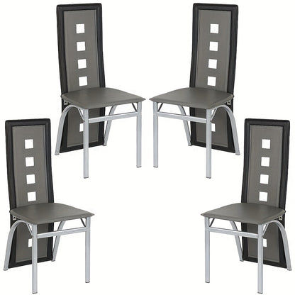 Eetkamerstoel – Stoel – Barstoel – Keukenstoel – Caféstoel – Set van 4 – Hoogwaardige PU Zitting – Ergonomische Rugleuning – Zwart-Grijs – Stevig & Comfortabel – Eenvoudige Montage