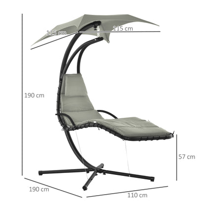 Hangstoel – Schommelstoel – Zitzak – Loungestoel – Zonnehangstoel – Modern Grijs – Verstelbare Zonneklep – Epoxy Stalen Frame