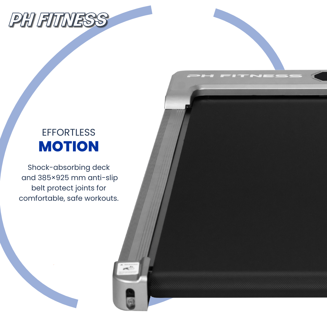 Loopband – Treadmill – Wandelloper – Fitnessapparaat – Joggingpad – Compact Lichtgewicht Ontwerp – Stille 1,3PK Motor – Draadloze Afstandsbediening – Bluetooth FitShow App – Handmatige Hellingshoek – 120 Kg Maximaal Gewicht – Grijs