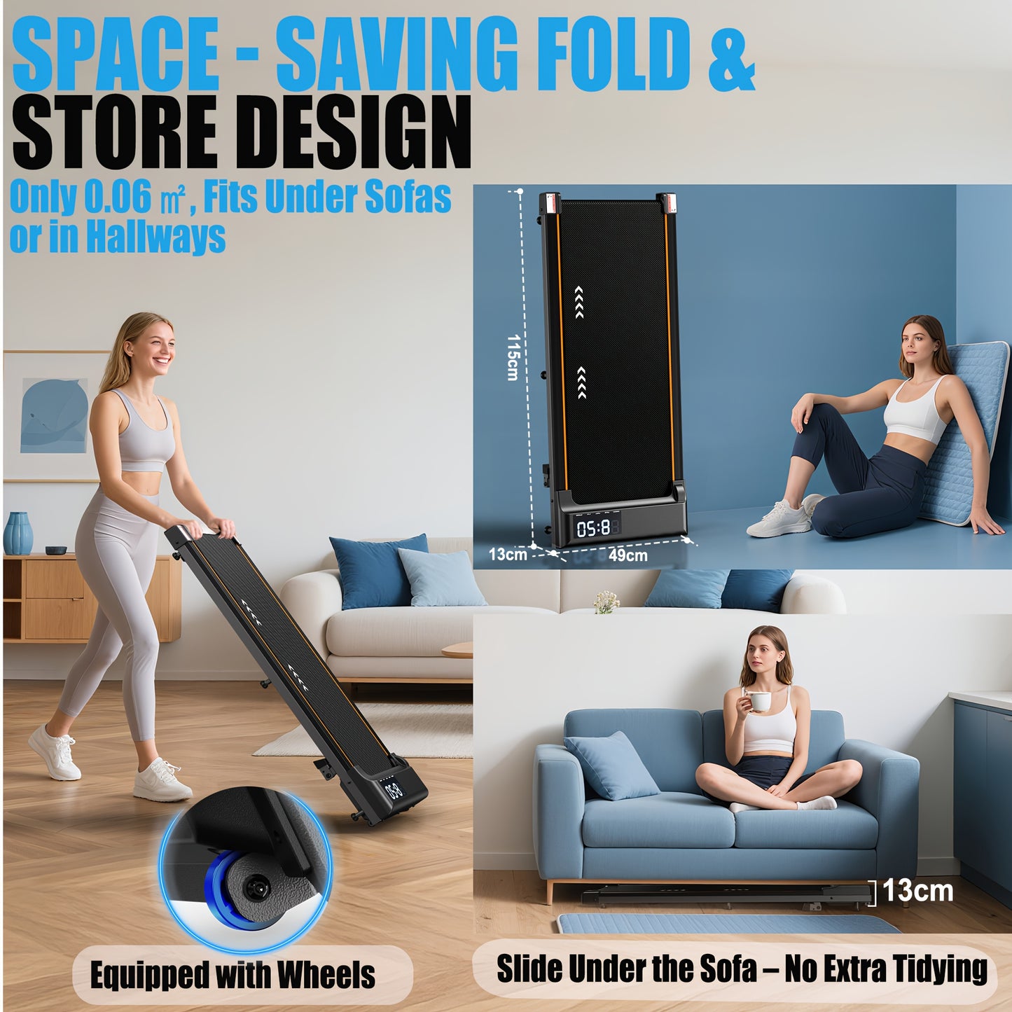 Treadmill – Loopband – Wandelpad – Treadmill Desk – Vouwbare Loopband – 7% Hellingshoek – 2,25 HP Motor – Stil Geluidsgedrag