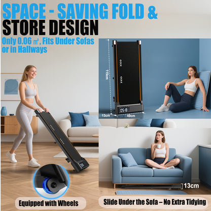 Treadmill – Loopband – Wandelpad – Treadmill Desk – Vouwbare Loopband – 7% Hellingshoek – 2,25 HP Motor – Stil Geluidsgedrag