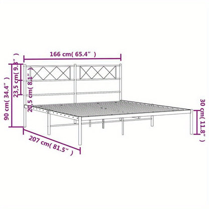 Bedframe – Metalen Bedframe – Stalen Bedframe – Slaapbank – Ledikant – Wit Hoofdbord – 160x200 cm – Stevig en Stijlvol