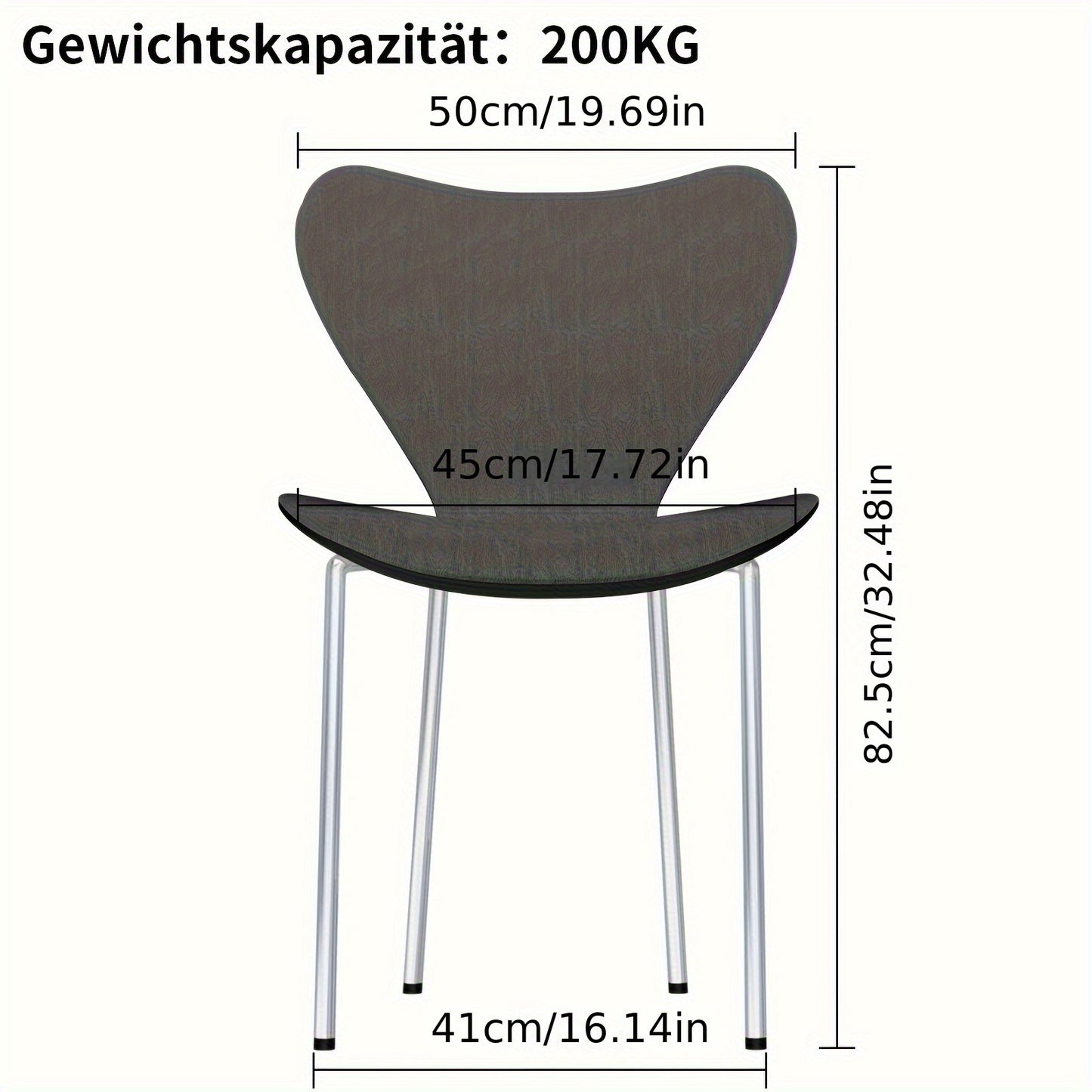 Set van 2 Eetkamerstoelen met Rugleuning – Zwart Polypropyleen met Verchroomde Poten – Stijlvolle Stoelen voor Keuken, Woonkamer of Eetkamer