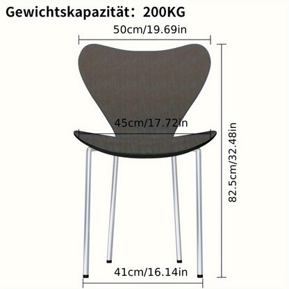 Set van 2 Eetkamerstoelen met Rugleuning – Zwart Polypropyleen met Verchroomde Poten – Stijlvolle Stoelen voor Keuken, Woonkamer of Eetkamer