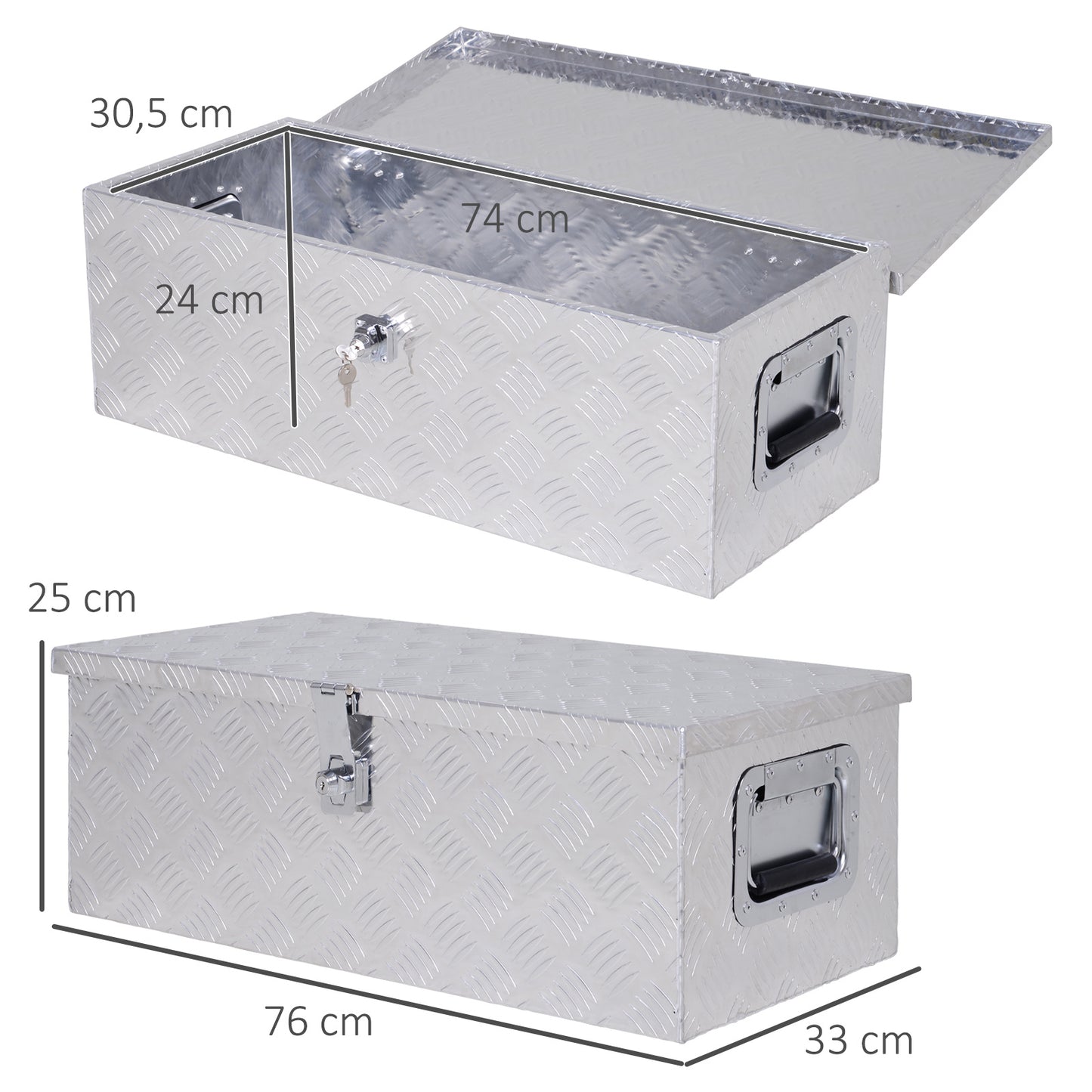 Aluminium Opbergkist – Gereedschapskist – Opbergbak – Gereedschapskoffer – Transportkist – Stevig Gegolfd Aluminium – Inklapbare Handvatten Met Rubberen Grip