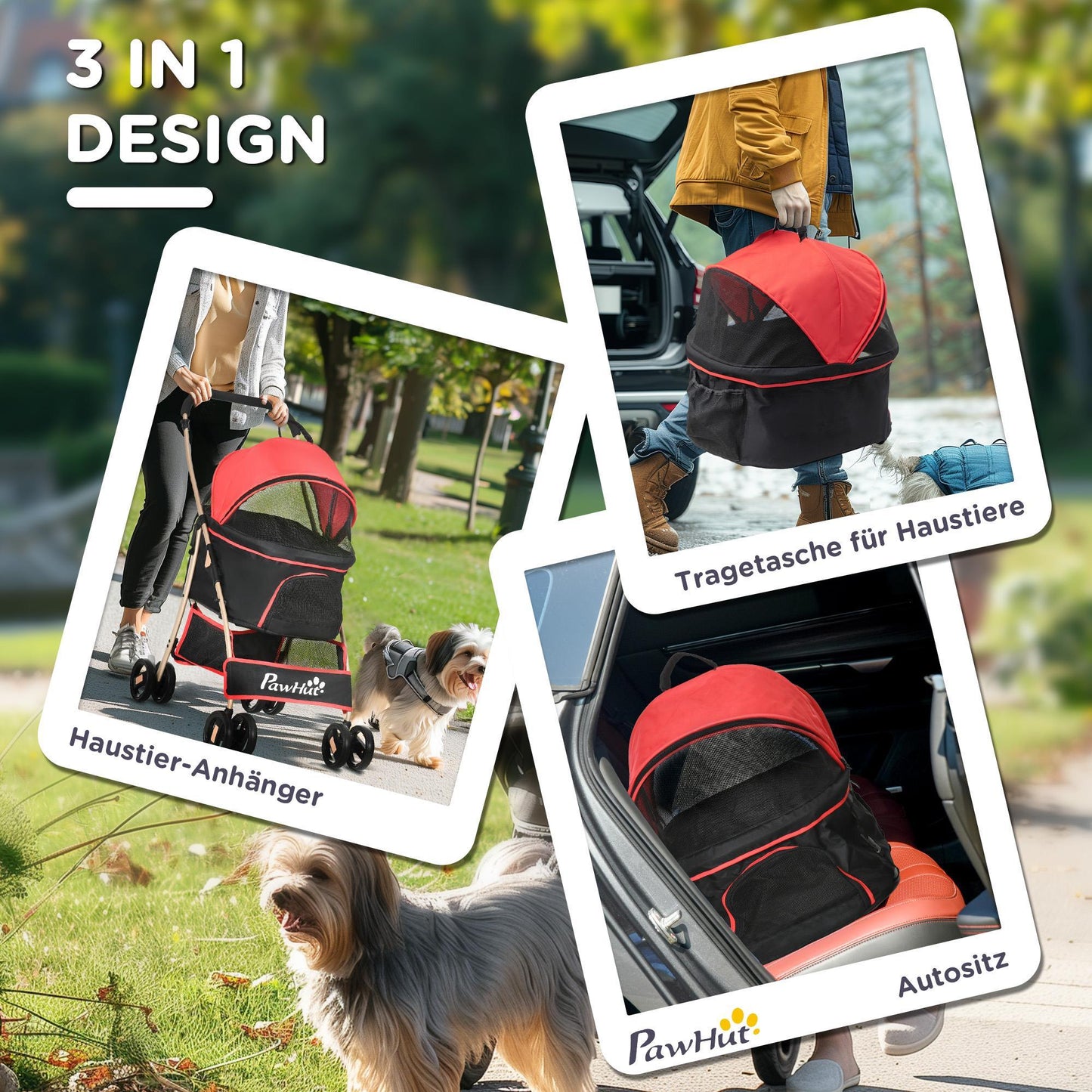 Hondenmand – Hondenwagen – Draagtas – Hondenkussen – Dierenmand – 2-in-1 Opvouwbaar – Oxford Stof Met Veiligheidsharnassen