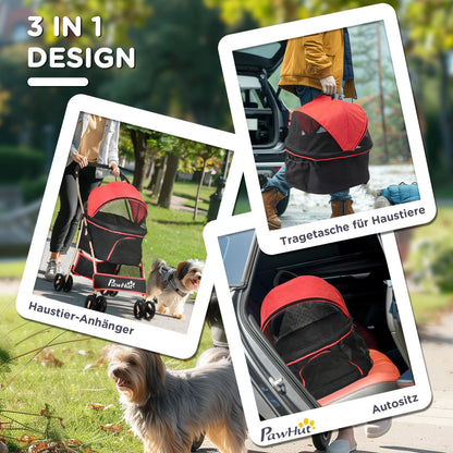 Hondenmand – Hondenwagen – Draagtas – Hondenkussen – Dierenmand – 2-in-1 Opvouwbaar – Oxford Stof Met Veiligheidsharnassen