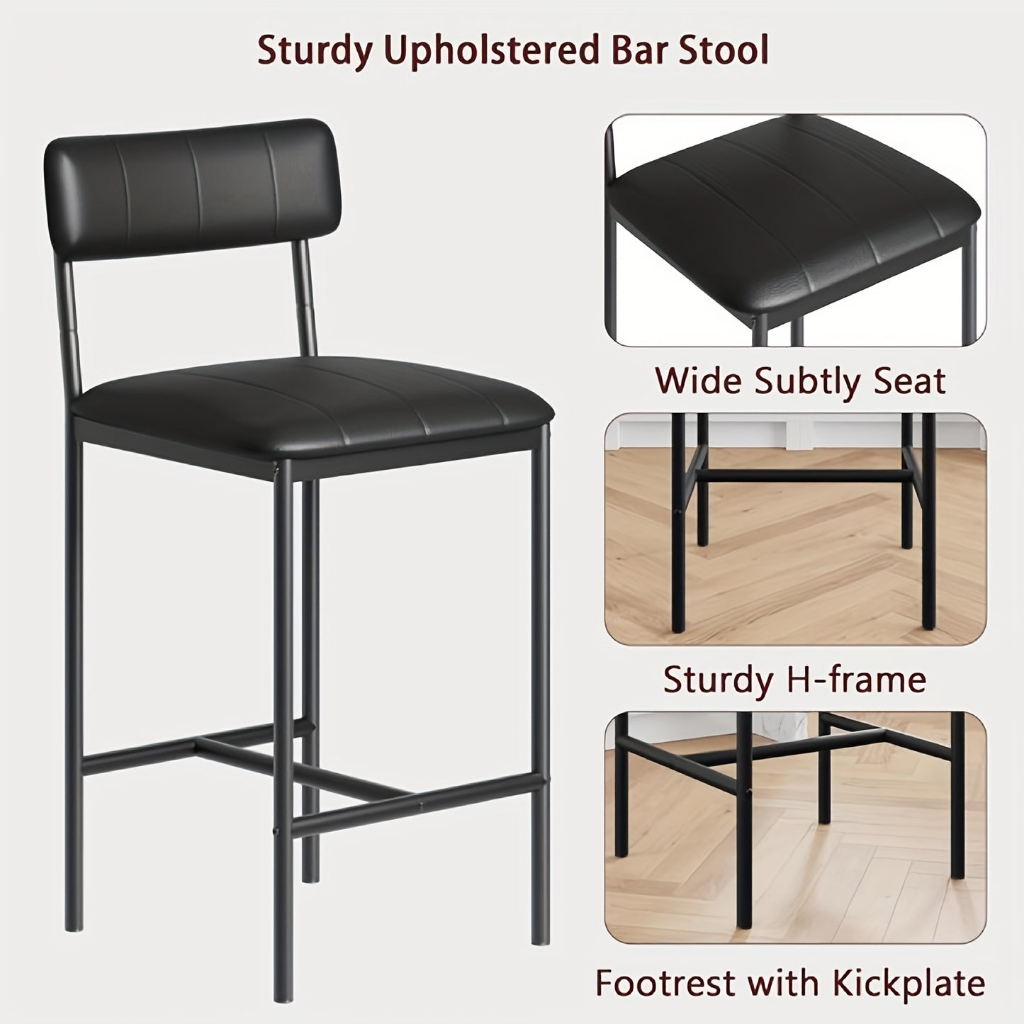Barstoelen – Barkrukken – Keukenstoelen – Hoge Stoelen – Counterstoelen – Set Van 2 – Kunstleren Bekleding – Met Voetensteun