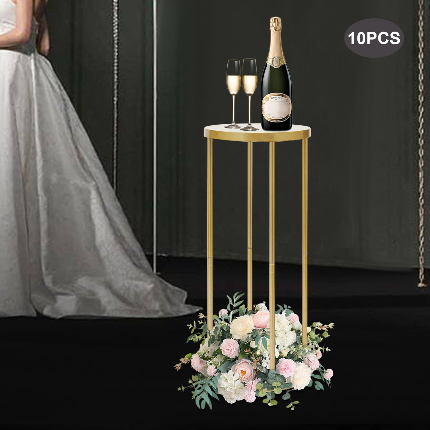 Tafeldecoratie – Bloemenstandaard – Bloemhouder – Tafelpresentatie – Bruiloft Decoratie – Gouden Metalen Standaards – 80 cm Hoog – Robuust Ijzer