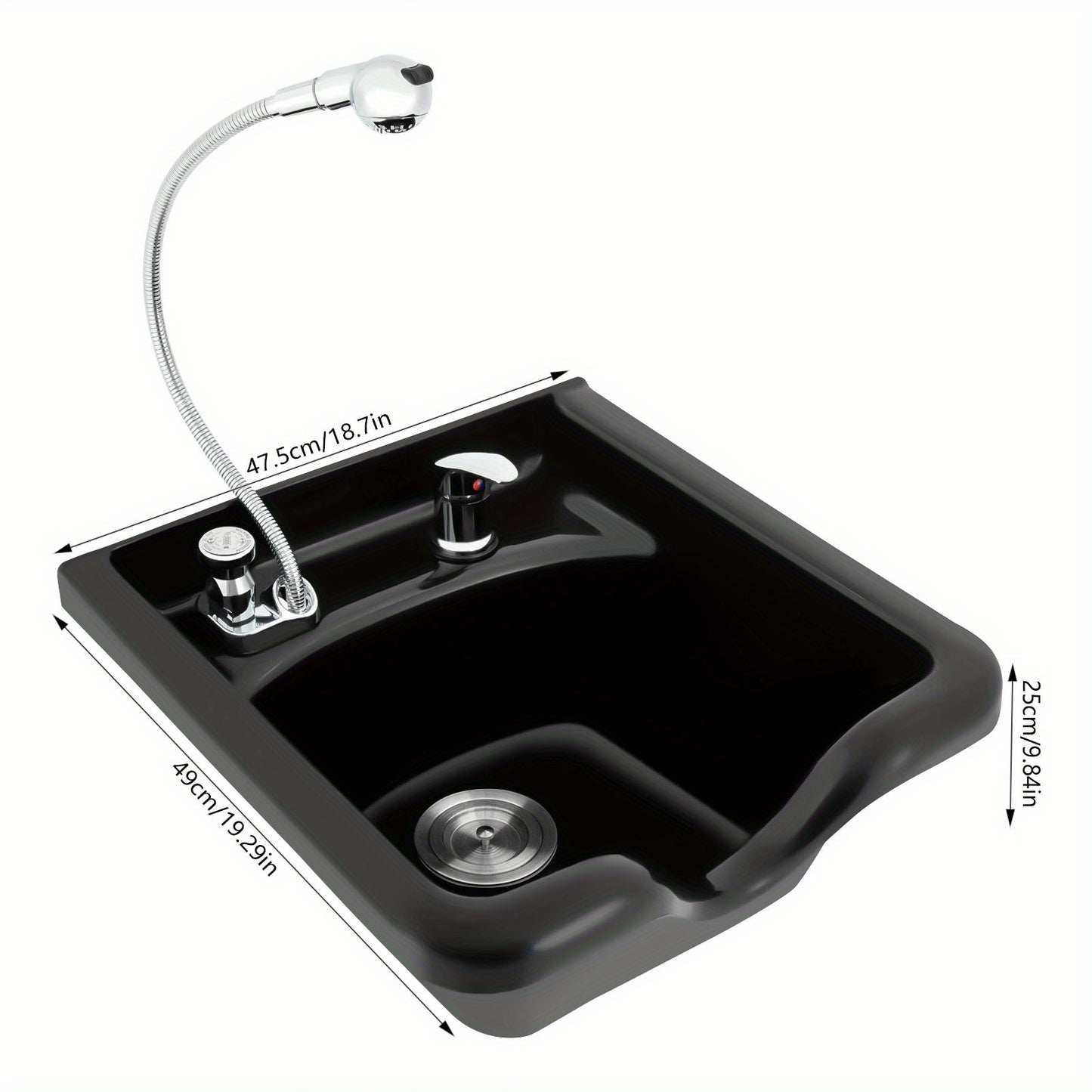 douchebak – wasbak – shampoo wastafel – draagbare haarwasbak – mobiele wasbak – ABS kunststof – warm en koud water aansluiting - QUORE