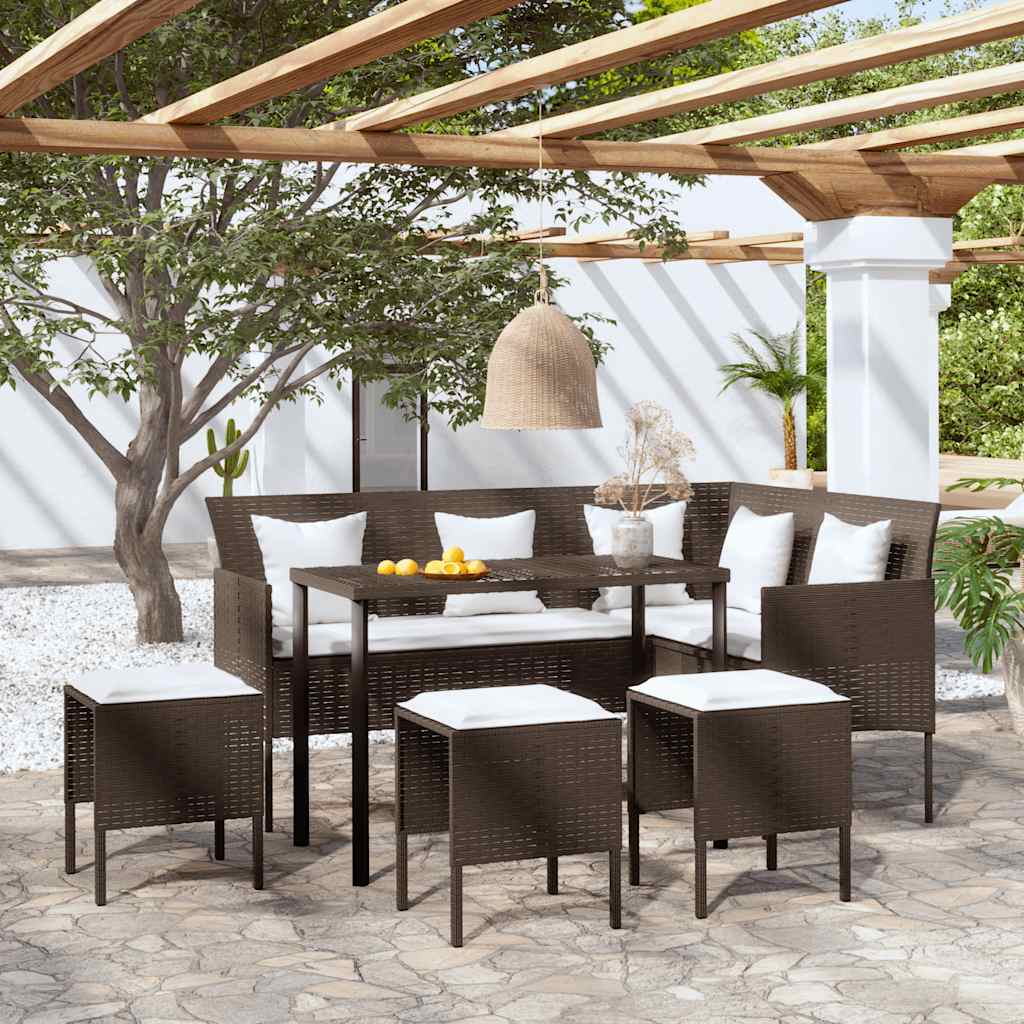Loungeset – Tuinset – Loungebank – Zitgroep – Loungeset Poly Rattan – L-vormig – Weerbestendig Gepoedercoat Stalen Frame – Inclusief Zachte Kussens