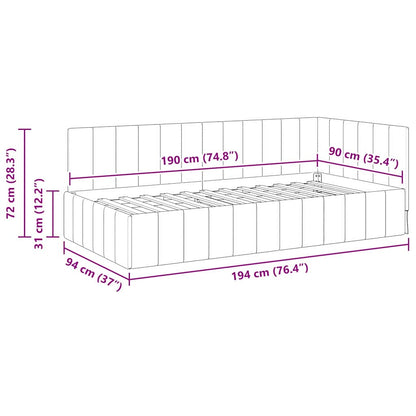 Bedframe – Bed – Eenpersoonsbed – Slaapbank – Kinderbed – Blauw Velvet Hoofdbord – Stevig Plaatmateriaal – Lattenbodem 80x200 cm