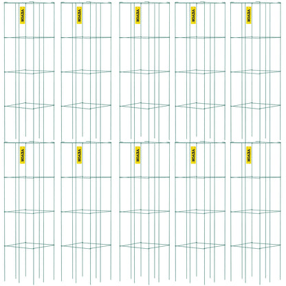 Tomatenrek – Plantensteun – Klimrek – Plantengeleider – Plantenring – Set Van 10 – Staal Met Groene PVC-Coating – 117 Cm Hoog