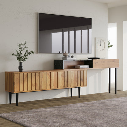 tv meubel – tv kast – tv meubelen – tv lowboard – mediameubel – modern design – 175 cm breed – marmer- en houtlook met metalen poten