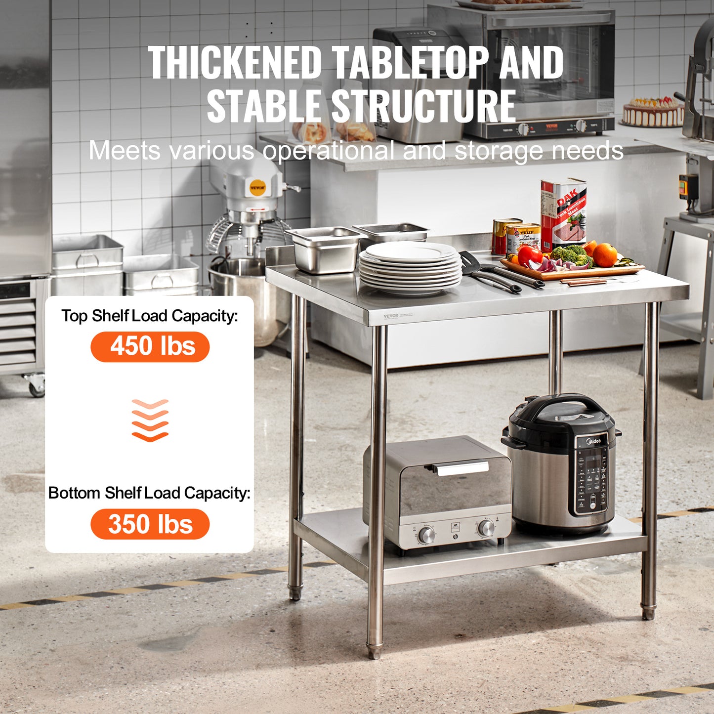 RVS Werktafel – Werkbank – Inox Tafel – Keukentafel – Opbergtafel – Robuuste Roestvrijstalen Constructie – Verstelbaar Onderblad & Poten