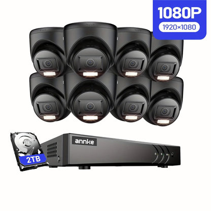 Beveiligingssysteem – Bewakingscamera – CCTV Camera – Surveillance Systeem – Camerabewaking – 16-Kanaals Met 2TB Opslag – 1080P Dual Light Nachtzicht Tot 20 Meter – AI Mens- & Voertuigdetectie