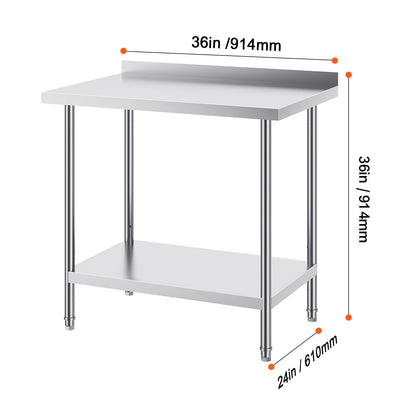 RVS Werktafel – Werkbank – Inox Tafel – Keukentafel – Opbergtafel – Robuuste Roestvrijstalen Constructie – Verstelbaar Onderblad & Poten