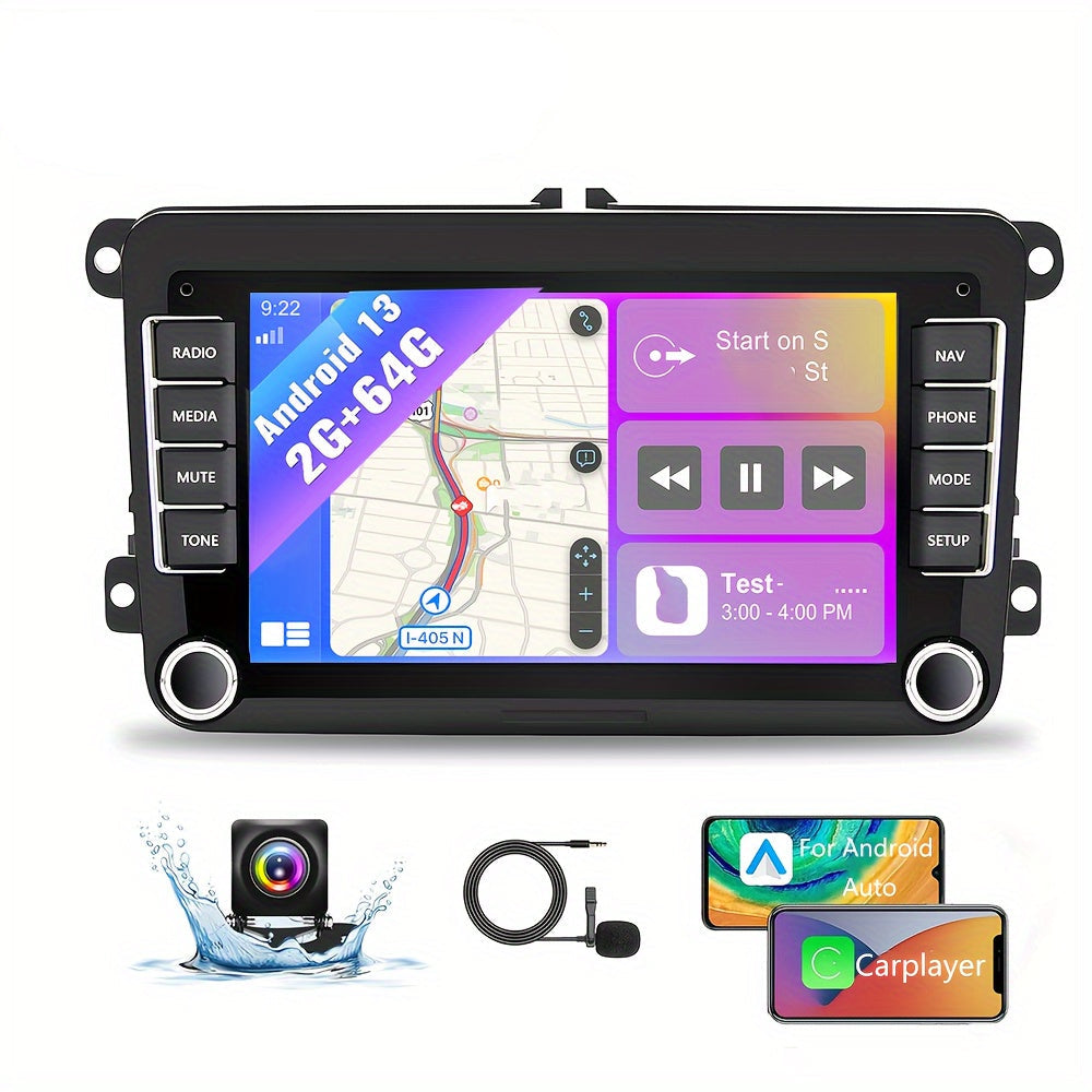 Android Autoradio – Multimedia Systeem – Dubbele DIN Radio – Touchscreen Radio – GPS Navigatie – 7 Inch Capacitive Scherm – Achteruitrijcamera & Microfoon – Wifi, CarPlay & Android Auto