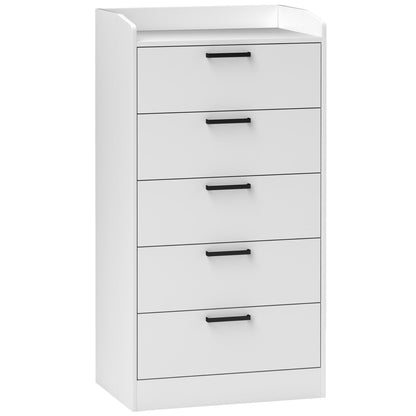 Ladekast – Commode – Opbergkast – Kledingkast – Dressoir – 5 Lades – Melamine Afwerking – Anti-Kantel Systeem – Modern Wit