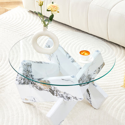 A Circular Glass Coffee Table | Sleek and Contemporary, Seamlessly Complements Diverse Interior Styles, Multifunctional, Modern Style, Assembled