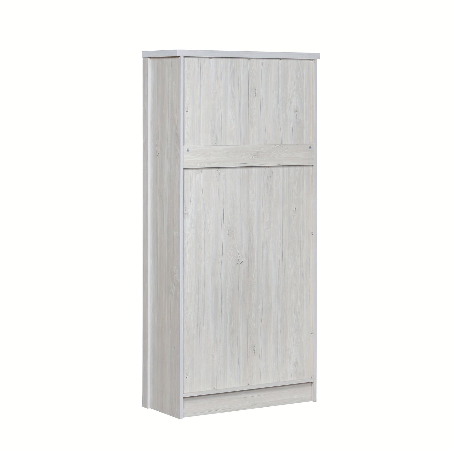 Halgangkast – Opberger – Schoenenkast – Kast – Bergkast – Wit – Hoog Slank Design – Bamboe Met Glazen Deur