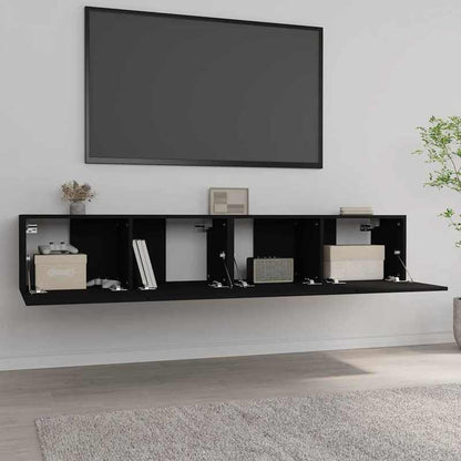 TV cabinets 2pcs. Black 80x30x30cm wood material,  Sleek Cabinet, Minimalist Design, Durable Material, Particle Board, Media Storage, Tv Stand