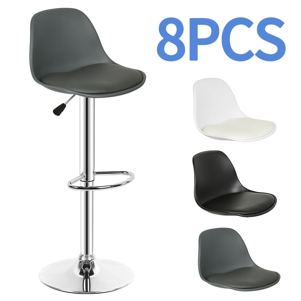8pcs Adjustable Bar Stool Set, Electroplating, PU Seat Cushion, Swivel Seat, Height Adjustable 55-75 Cm