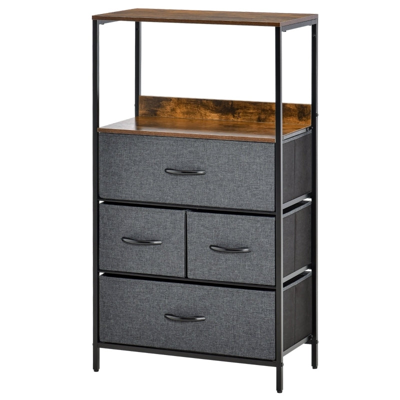 Ladekast – Ladenkast – Commode – Opbergkast – Dressoir – Retro Design – MDF Plank – Stalen Frame – 4 Laden – Verstelbare Poot – Compact & Ruim