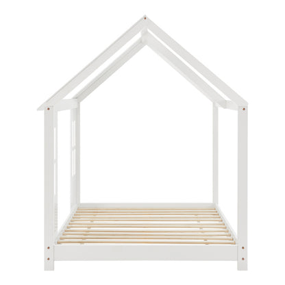 Kinderbed – Kinderbedden – Kinderbed met Huisje – Kinderbed Semi-Open – Kinderbed Massief Grenenhout – Mintgroen/Wit – 120x200 cm – Duurzaam Materiaal – Sfeervol Huis ontwerp