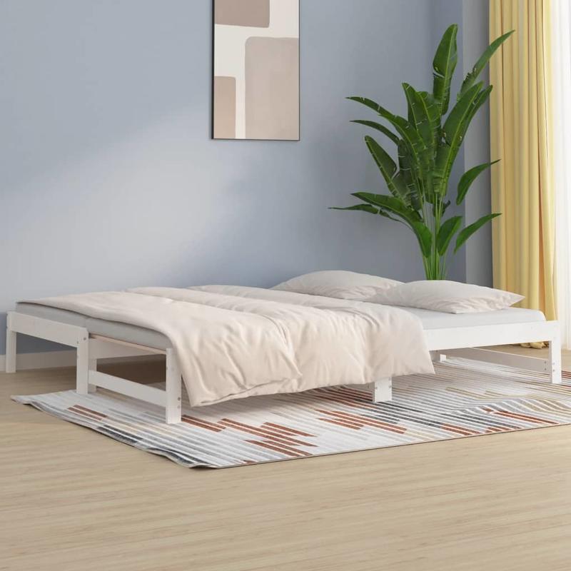 Bedbank – Slaapbank – Uitschuifbed – Logeerbed – Sofa Bed – Ruimtebesparend Design – Eenvoudige Montage – Wit – 90x200 cm – Traditioneel Stijlvol – Duurzame Ondersteuning