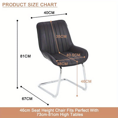 Eetkamerstoel – Stoel – Draaistoel – Armstoel – Zithoekstoel – 2-pack Rode Kunstleren Stoelen – Zachte Veerbekleding – Metalen Stevig Frame