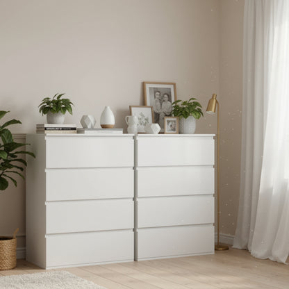 Ladekast – Ladenkast – Opbergkast – Dressoirkast – Wit – 4 Lades – Waterbestendig MDF – Ruime Opbergruimte 90 Liter