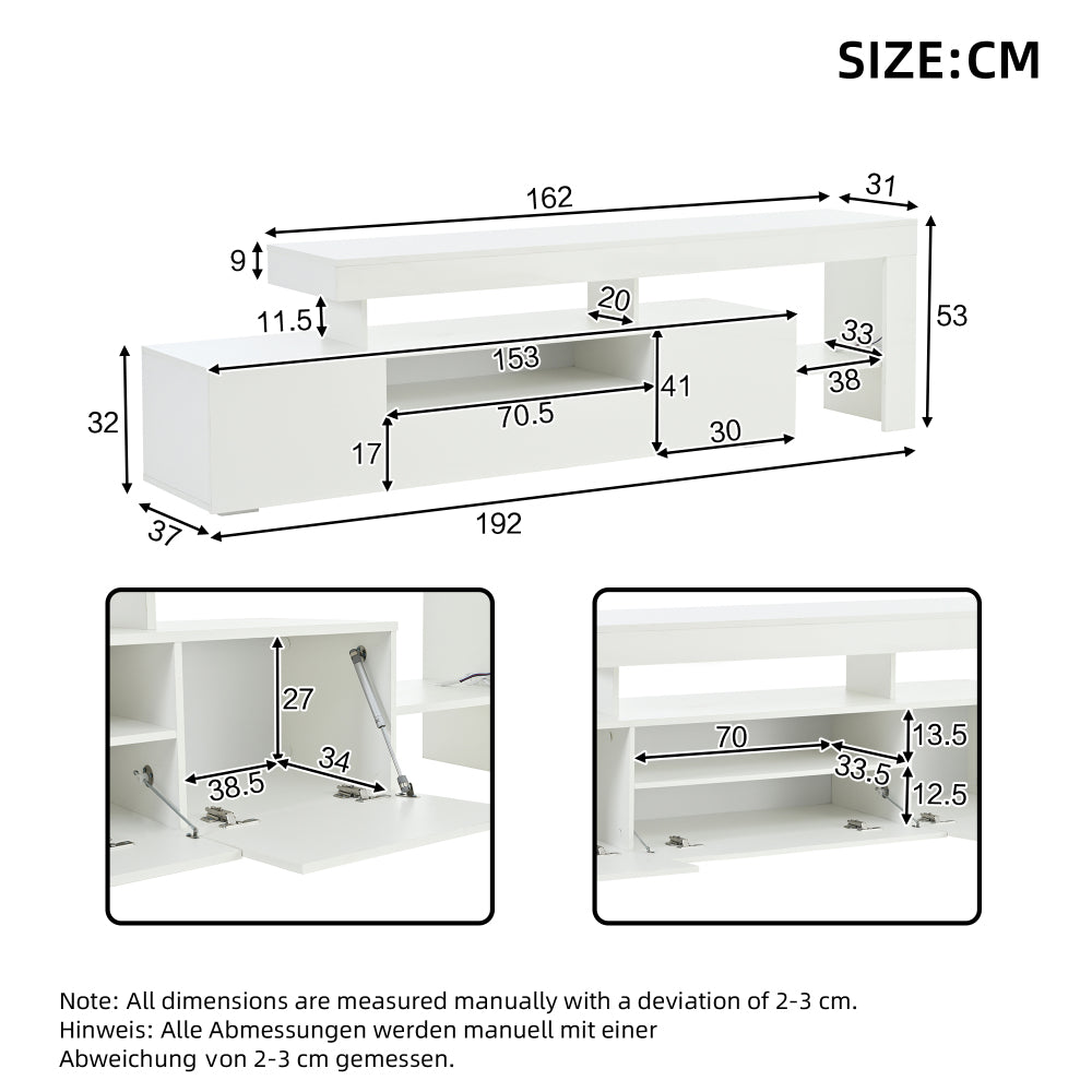 TV Meubel – TV Kast – Mediameubel – Tv Dressoir – Tv meubel wit – Geschikt voor 85 Inch – 3 Royale Kasten – Duurzaam Onderhoudsvriendelijk Materiaal