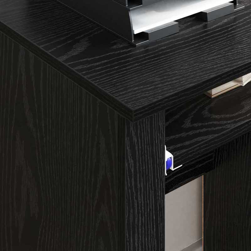 Modern Oak Rolling Desk with Spacious Storage - Heavy-Duty Treated Wood Mobile Office Furniture, Easy-Rolling Cabinet Suitable for Office & Small Spaces, Easy Assembly