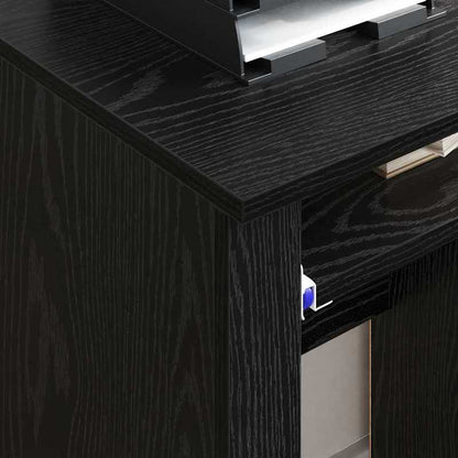 Modern Oak Rolling Desk with Spacious Storage - Heavy-Duty Treated Wood Mobile Office Furniture, Easy-Rolling Cabinet Suitable for Office & Small Spaces, Easy Assembly