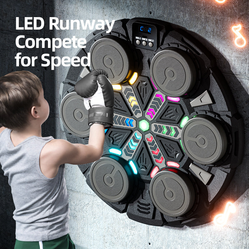 Boksbal speelgoed – Boksmachine – Bokstrainer – Reflexbal – Boksset – Met Bluetooth muziek – Digitale LED-score – Inclusief 2 paar bokshandschoenen