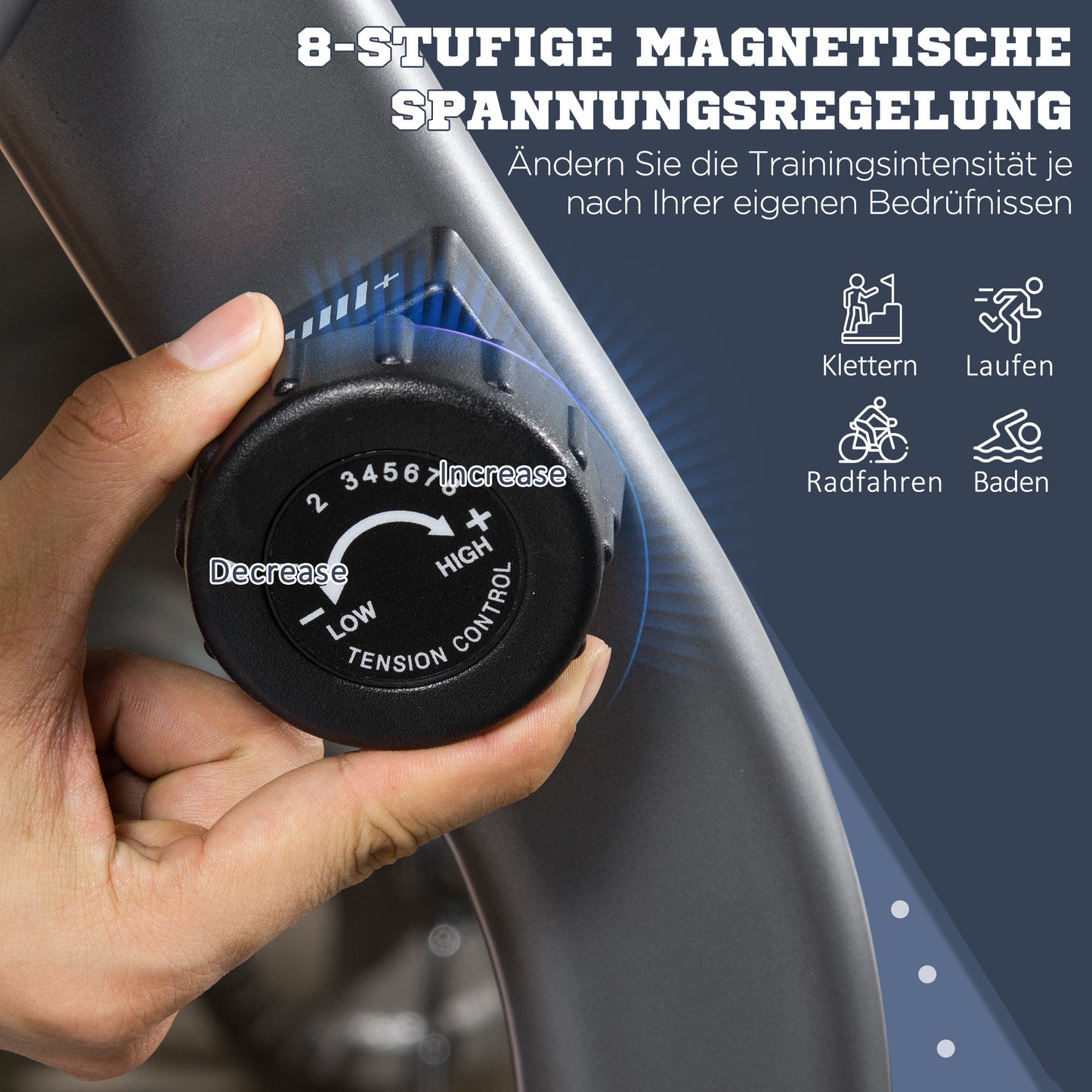 Ligfiets – Hometrainer – Fitnessfiets – Cardiotrainer – Ergometer – Verstelbare Rugleuning – 8 Weerstandsniveaus – LCD-Display – Hartslagsensor – Grijs-Silver – Draagvermogen 110 kg