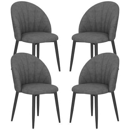 Eetkamerstoelen – Keukenstoelen – Stoelen Set – Moderne Stoelen – Fluwelen Stoelen – Donkergrijs – Steviele Stalen Poot – Compact Armless Design