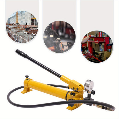 Hydraulische Handpomp – Handmatige Pomp – Hydraulische Pers – Oliepomp – Drukpomp – Hoge Druk Tot 700 Bar – Compact & Draagbaar – Gele Uitvoering