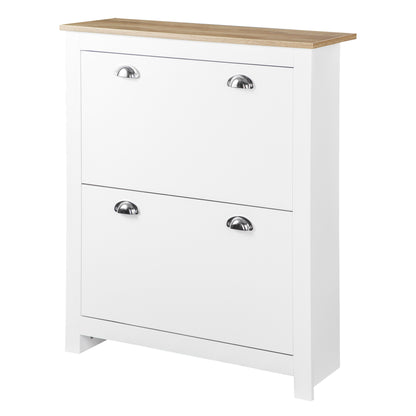 Schoenenkast – Schoenenkast – Schoenenrek – Schoenopberger – Schoenmeubel – Licht Eiken Wit – Verstelbare Legplanken – Anti-Kantelbeveiliging