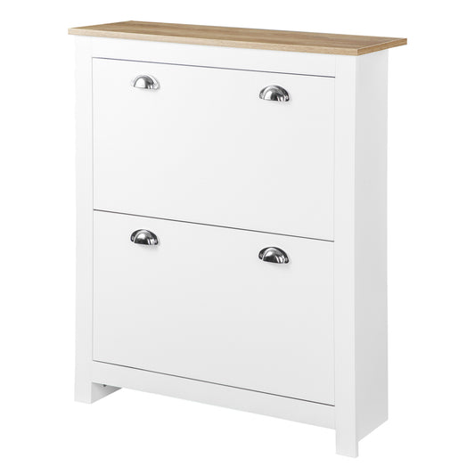Schoenenkast – Schoenenkast – Schoenenrek – Schoenopberger – Schoenmeubel – Licht Eiken Wit – Verstelbare Legplanken – Anti-Kantelbeveiliging