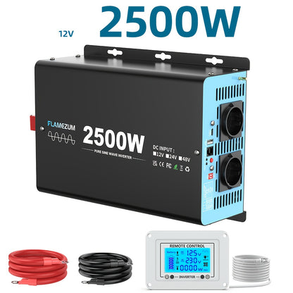 2500W Power Inverter – Spanningsomzetter – Omvormer – Stroomomzetter – 12V Naar 230V Converter – Pure Sinusgolf – Dubbele Europese Stopcontacten – Overbelasting en Kortsluitbeveiliging – Aluminium Behuizing en Hoge Efficiëntie